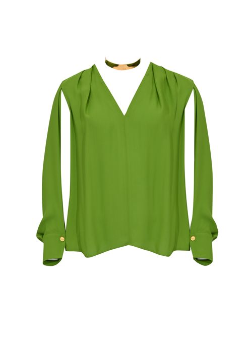 Blusa in georgette di viscosa con dettaglio gioiello Aloe Elisabetta Franchi | CA12961E2EV3